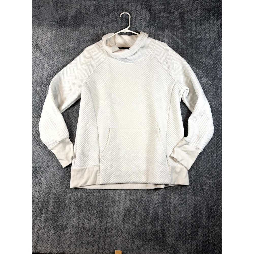 RBX Live Life Active Quilted Sweatshirt Womens XL Beige Knit Cowl Neck Outerwear
